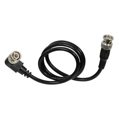 RG59 coaxial cable - Elbow male BNC connector - Straight male BNC connector - 60cm long - Video - Low loss