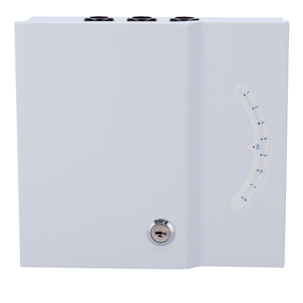 Scatola di distribuzione di alimentazione  - Ingresso AC 100-240 V 50/60 Hz  - 8 canali - Protezione da fusibile PTC riarmabile - Tensione in uscita 24 V / 8A - Corpo metallico - Innowatt