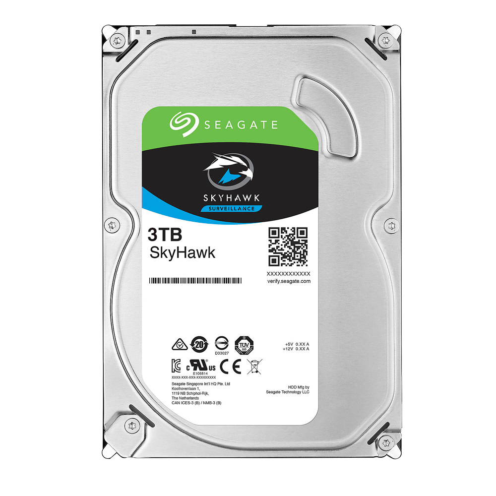Seagate Skyhawk hard drive - 3 TB capacity - SATA 6 GB/s interface - Model ST3000VX006 - Special for video recorders - Alone or installed on DVR