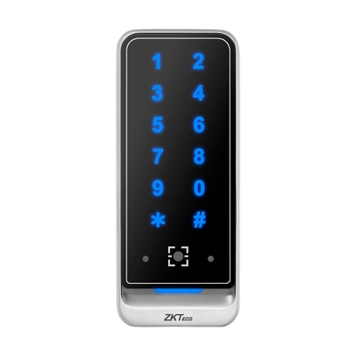 Lector de acceso - Acceso mediante código QR, tarjeta EM y PIN - Indicador LED y acústico - Wiegand 26/34 | RS485 - Compatible con controladores ZKTeco - Apto para exterior IP65