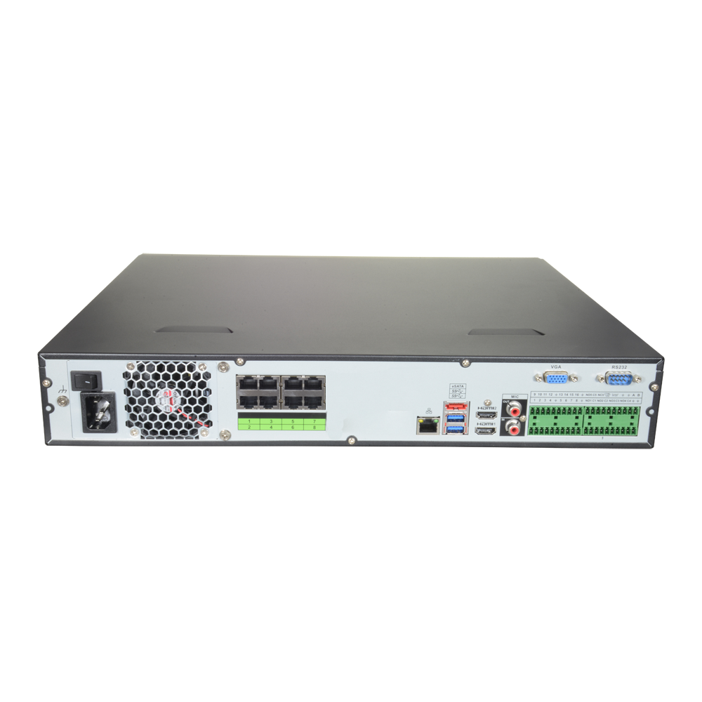 Videoregistratore X-Security NVR per telecamare IP - Massima risoluzione 12 Megapixel - Compressione  Smart H.265+ / Smart H.264+ - 16 CH IP ,8 porte ePoE IEEE802.3af/at - 4 Ch Riconoscimento facciale o 16Ch AI - WEB, DSS/PSS, Smartphone e NVR