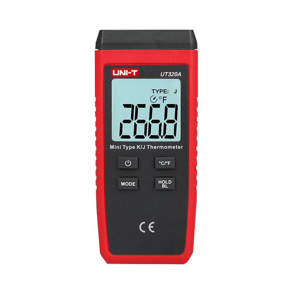 Thermometer with K and J type probes - Backlit display - High accuracy - Resistant to falls from 1m - Automatic shut-off