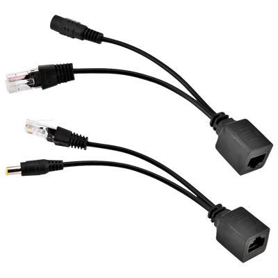 Passive PoE Injector and Splitter - Requires the use of the included pair - Input and output up to 48 V - RJ45 connectors and power connector - Up to 100 meters UTP - Black color