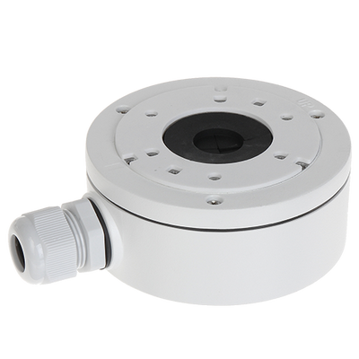 Junction box - For dome or bullet cameras - Roof or wall installation - For outdoor use - White color - Cable pin