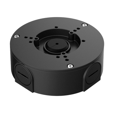 Junction box - For bullet or dome cameras - For outdoor use - Roof or wall installation - Cable gland - Black colour