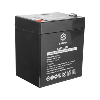 Rechargeable battery - AGM lead-acid technology - Voltage 12 V - Capacity 5.0 Ah - 105 x 90 x 70 mm / 1630 g - For backup or direct use