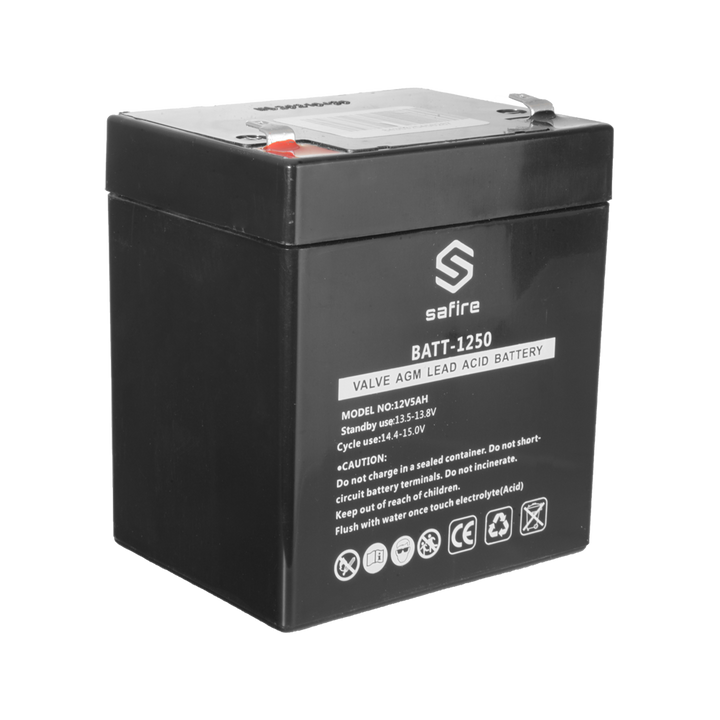 Batteria ricaricabile - Tecnologia piombo-acido AGM - Voltaggio 12 V - Capacità 5.0 Ah - 105 x 90 x 70 mm / 1630 g - Per backup o uso diretto