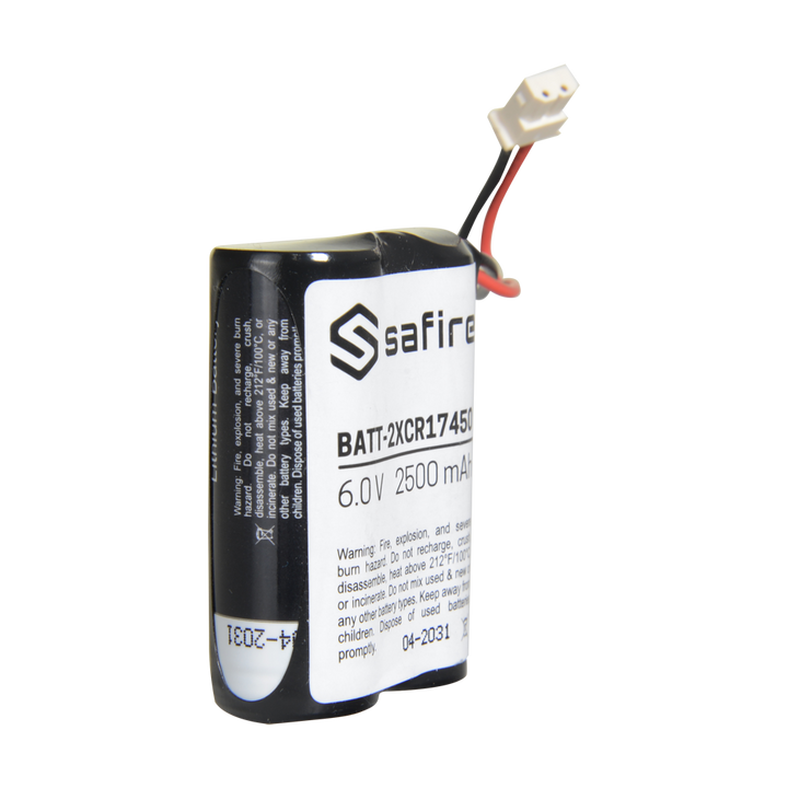 Safire - CR17450 / 4/5A / CR8L battery pack - Molex 5284 connector - Voltage 6 V / Lithium - Nominal capacity 2500 mAh - Compatible with Visonic Next Cam PG2 and K9 PG2 detectors