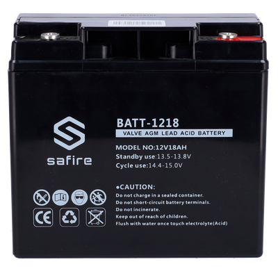 Rechargeable battery - AGM lead-acid technology - Voltage 12 V - Capacity 18 Ah - 168 x 181 x 77 mm / 5600 g - For backup or direct use