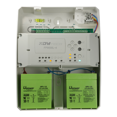 Conventional control panel of 4 zones - 2 siren outputs - 2 alarm and fault outputs and 2 configurable relay outputs - Repeater output - Up to 30 detectors per zone - Automatic detection of EOL resistance