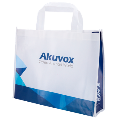 Akuvox - Borsa riutilizzabile con manici - Fibra di poliestere - Colore blu e bianco - Innowatt