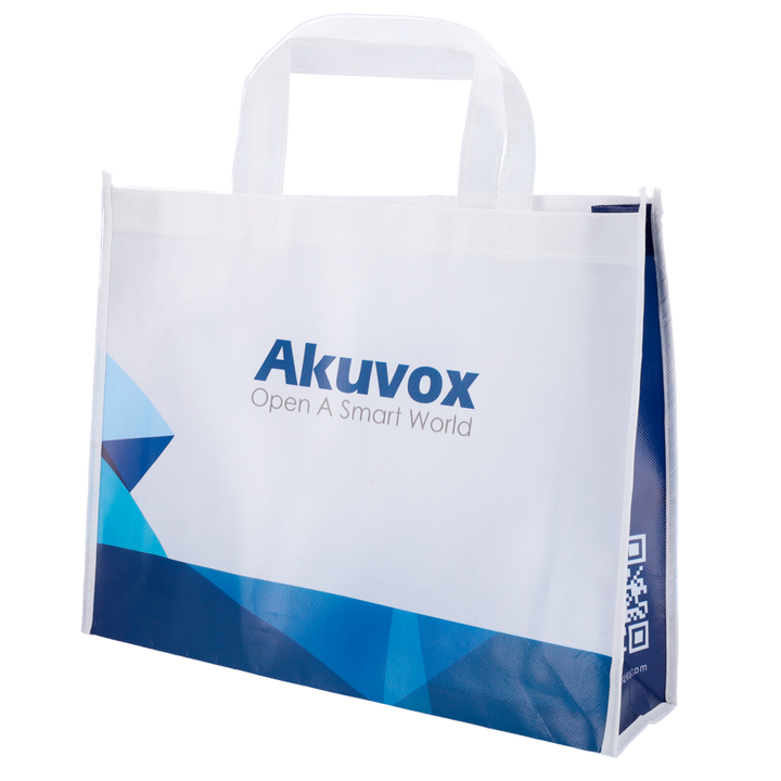 Akuvox - Reusable bag with handles - Polyester fiber - Blue and white color