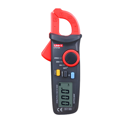 Mini clamp meter - LED display up to 2000 accounts - AC measurement up to 200A - Buzzer for continuity test - 16mm clamp opening