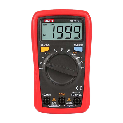 LCD handheld digital multimeter - DC and AC voltage measurement up to 250V - DC current measurement up to 10A - NCV function (non-contact V detection) - Resistance measurement - Buzzer for continuity test