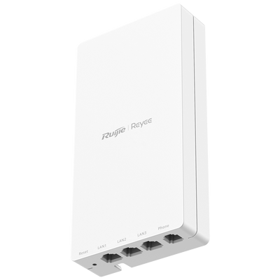 Reyee e-Lighten PON - AP de Pared Omnidireccional Wi-Fi 5 - Soporta 802.11 b/g/n/ac Wave 1 y 2 2.4GHz y 5GHz - Velocidad transmisión hasta 1167 Mbps - 3x Puertos RJ45 Gigabit 1x Puerto RJ11 Telefonía - 1 x Puerto SC PON Uplink 1G