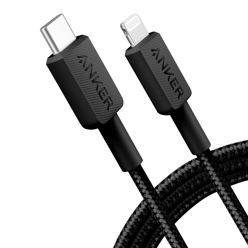 Anker - Cable USB2.0  - Carga rápida - USB-C a Lightning - Cubierta de nylon - Longitud 1.8m | Color negro