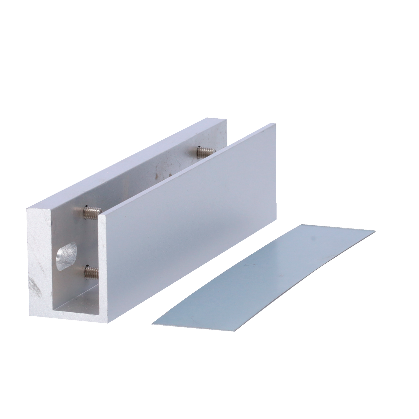 Perfil en U para ventosas - Compatible con YF-180XX - Apertura tanto exterior como interior - Para puertas de cristal sin marco - Grosor del cristal entre 8-15 mm - Fabricado en duraluminio