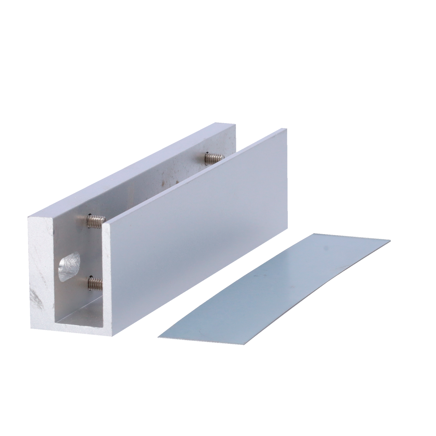 Perfil en U para ventosas - Compatible con YF-180XX - Abre tanto exterior como interiormente - Para puertas de cristal sin marcar - Espesor de cristal entre 8-15 mm - Fabricado en duraluminio
