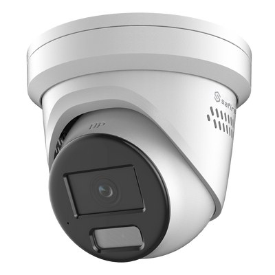 Cámara IP de 4 Megapíxeles - CMOS de Barrido Progresivo 1/1.8" - Compresión H.265+ / H.265 - Lente de 2.8 mm / WDR / Luz blanca con función disuasoria - Truesense2: Filtro mejorado para falsas alarmas - Luz con función disuasoria y Dos- manera de audio