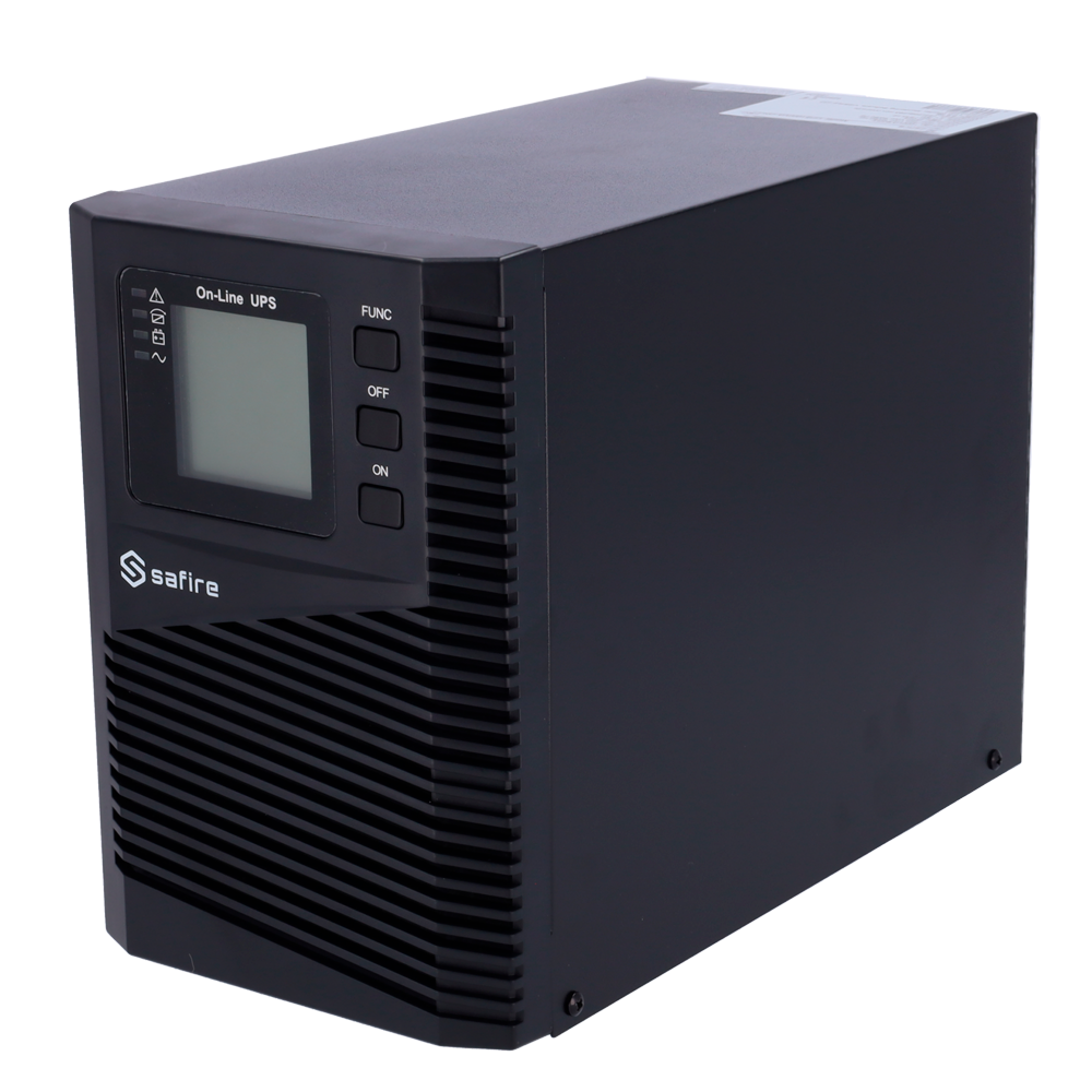 SAI online - Power 1000VA/900W - Input 200~240 Vac / Output 200~240 Vac - 4 IEC type protected backup sockets - Recharge time 4~5 hours - 2 sealed lead-acid batteries (included)