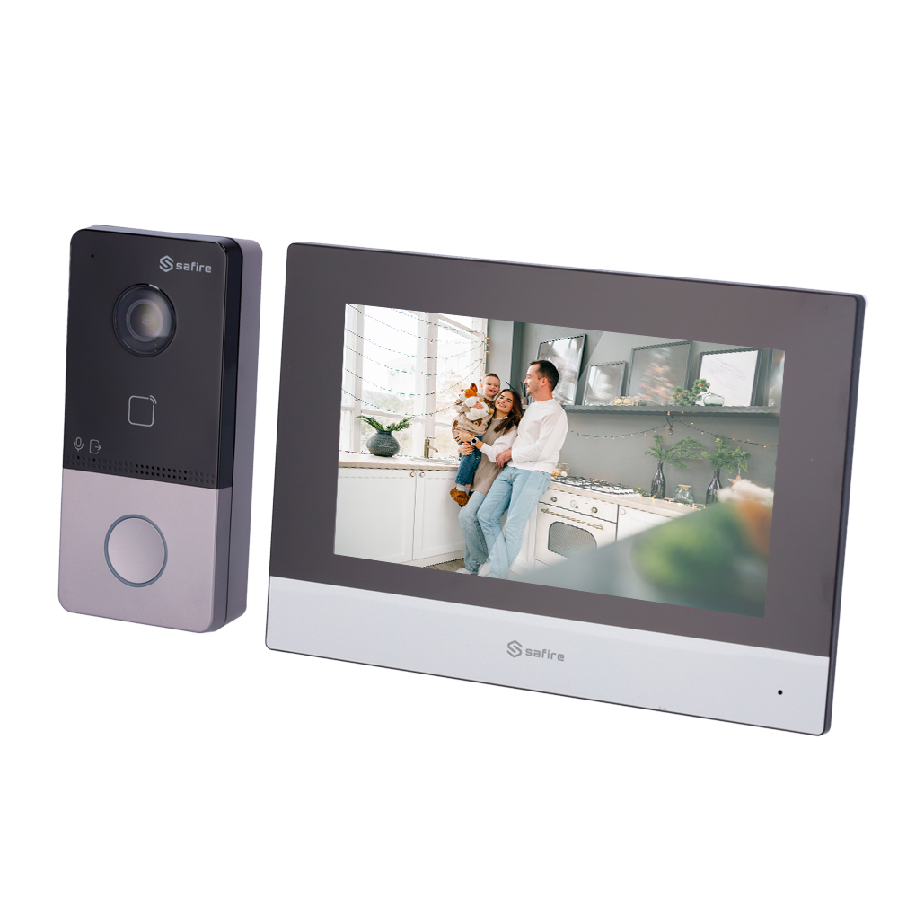 Video intercom kit - IP and WiFi technology - Includes cover plate and monitor - MF reader | PoE Standard - Cellular App with P2P - Surface Mount