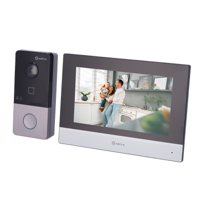 Video intercom kit - IP and WiFi technology - Includes cover plate and monitor - MF reader | PoE Standard - Cellular App with P2P - Surface Mount