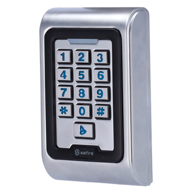 Control de acceso autónomo - Acceso por tarjeta EM y PIN - 2 salidas de relé, pulsador, sensor y timbre - Wiegand 26 - Control de tiempos - Apto para exterior IP68