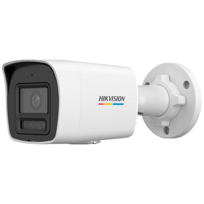 Hikvision - Telecamera Bullet IP gamma Value - Risoluzione 4 Megapixel (2560x1440) - Ottica 2.8 mm | ColorVu | MicroSD - Luce ibrida (IR+bianca) 30 m | PoE IEEE802.3af - Rilevamento del movimento 2.0 | IP67