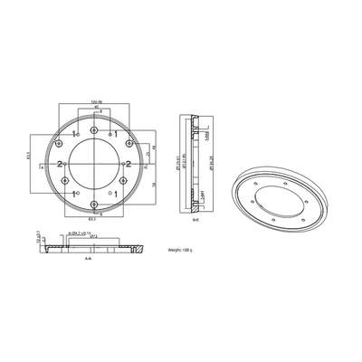 Hikvision - Adaptador  - Soporte de techo - Para camera domo - Aleación de aluminio - Color blanco