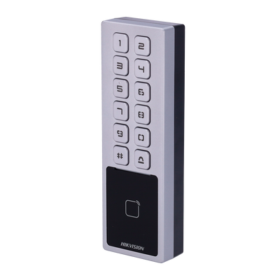 Control de acceso - Tarjeta MF y PIN - 10.000 usuarios | 100.000 registros - TCP/IP, RS485 y Wiegand | IP65 e IK08 - Control integrado (sensor, pulsador y relé) - iVMS-4200 | Hik-Conectar