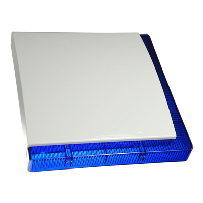 Sirena exterior cableada - Certificada Grado 3 - Presión sonora máxima 109 dBA - Flash de señal de 1 barra LED - Luz azul y frontal personalizable - Batería de respaldo incluida