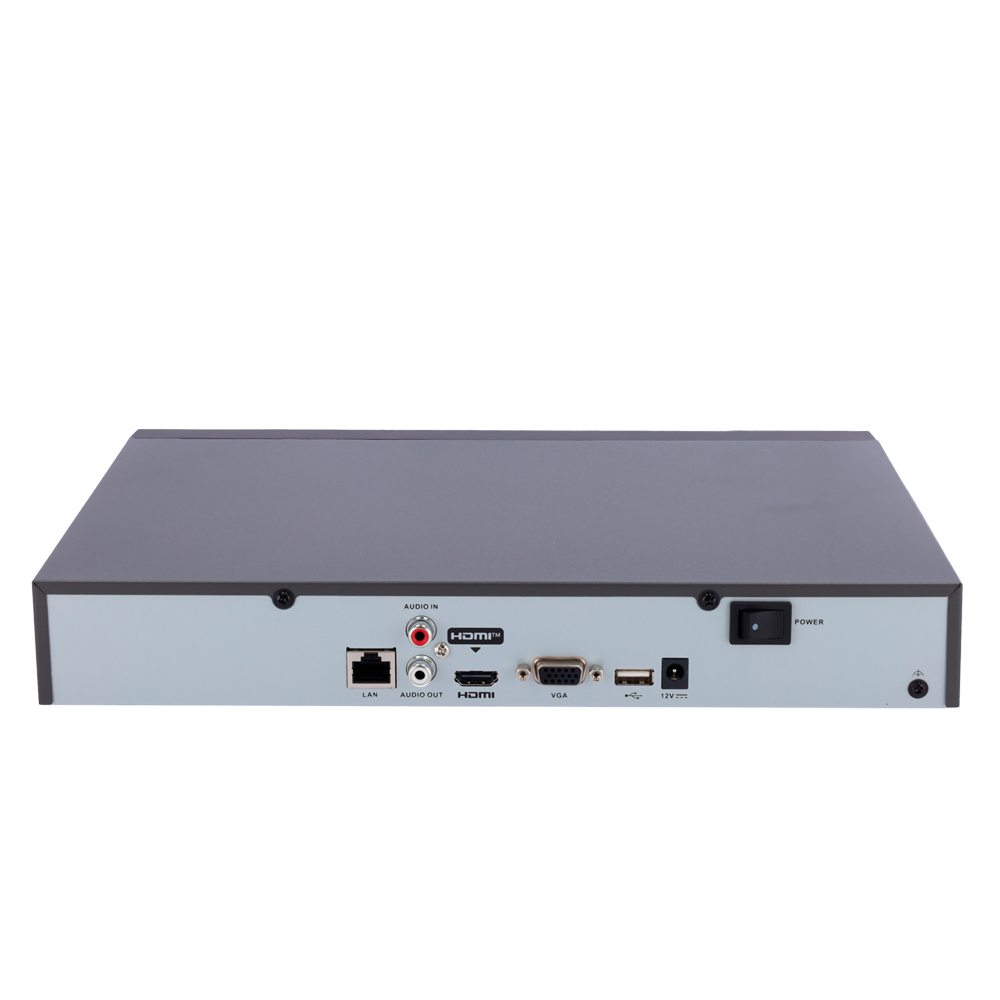 NVR per videocamere IP - 16 CH video - Compressione H.265+ - Risoluzione massima 8Mpx - Larghezza di banda 160 Mbps - Uscita HDMI 4K e VGA - Ammette 1 hard disk
