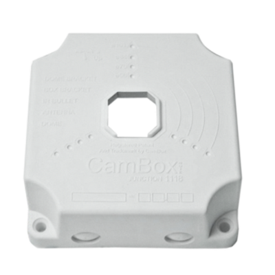 Junction box for dome and bullet cameras - For outdoor use - Roof or wall installation - Complete seal with CamBox covers - White color - Made of plastic