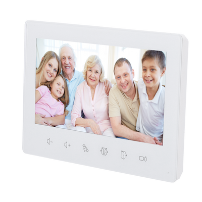 Video Intercom Monitor - 7" TFT Screen - Two-Way Audio - Analog 2-Wire - Touch Keypad - Surface Mount | White