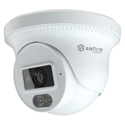 Safire Smart - Cámara Turret IP gama B1 - Resolución 4 Megapíxel (2566x1440) - Lente 2.8 mm | Detección de movimiento avanzada - Luz dual: IR + Blanco alcance 20 m | Micrófono - Impermeabilidad IP67 | PoE (IEEE802.3af)