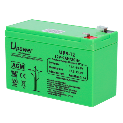 Upower - Rechargeable battery - AGM lead-acid technology - Voltage 12 V - Capacity 9.0 Ah - 95 x 151 x 65 mm / 2660 g - For backup or direct use