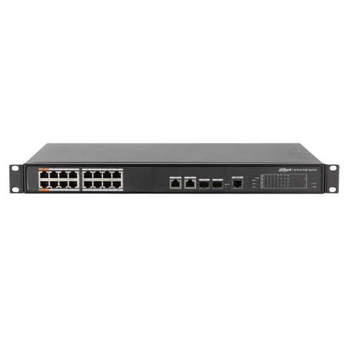 X-Security PoE Switch - 16 PoE ports + 2 Gigabit Combo Port - Speed ​​10/100 Mbps - 90W ports 1 y 2 / 30W ports 3-16 / Maximum 240W - VLAN/STP/RSTP/QoS/802.1X - LACP/Static LAG/IGMP Snooping/Port Mirroring