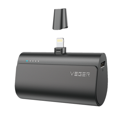 VEGER - External battery - Capacity 5000 mAh (18.5 Wh) - PD20W charging power - High lightning connector - USB-C input