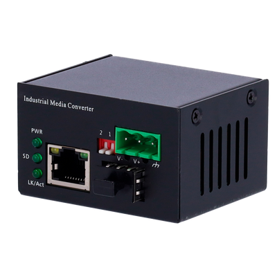 Industrial Multimedia Converter - 1x Ethernet RJ45 - 1x SFP - Fast Ethernet - 10/100 Base-TX - Ultra Compact Dimensions - Installation on DIN Rail
