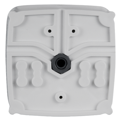 Scatola di giunzione per telecamere dome - Doppia sigillatura per esterni - Livello dell'acqua per un corretto posizionamento - Magnete interno per fissare le viti - Colore bianco - Fabbricata in PVC
