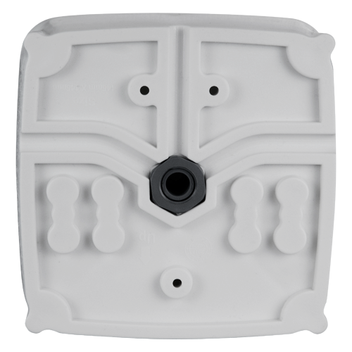 Scatola di giunzione per telecamere dome - Doppia sigillatura per esterni - Livello dell'acqua per un corretto posizionamento - Magnete interno per fissare le viti - Colore bianco - Fabbricata in PVC