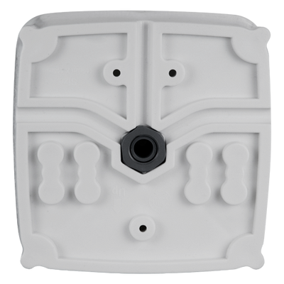 Junction box for dome cameras - Double outdoor sealing - Water level for correct positioning - Internal magnet for fixing the screws - White color - Made of PVC