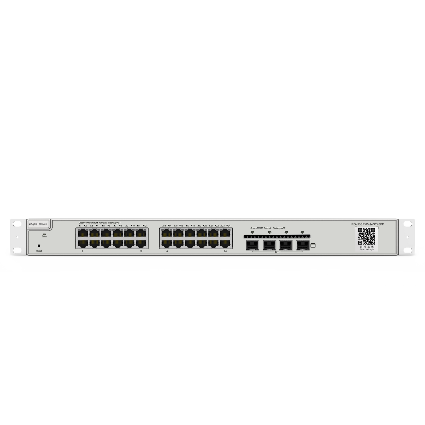 Reyee Switch Cloud Layer  2+ - 24 porte RJ45 Gigabit - 4 porte SFP Gigabit - Static LAG/DHCP Snooping/IGMP Snooping/Port Mirroring - VLAN/Port Isolation/STP/RSTP/ACL/QoS - Server DHCP/Rotte statiche
