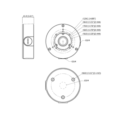 Junction box - For bullet or dome cameras - For outdoor use - Roof or wall installation - Cable gland - Black colour