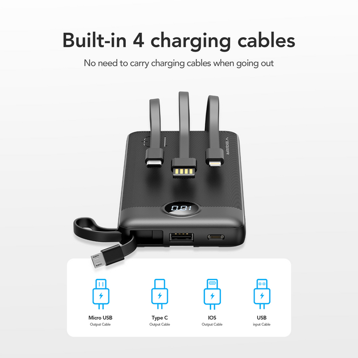 VEGER - Batería externa - Capacidad 10000 mAh - Voltaje 3.7 V /Polímero de litio - Capacidad nominal 6230 mAh - Potencia 37Wh