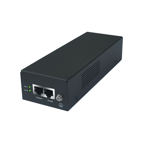 Inyector PoE - Entrada/Salida RJ45 10/100/1000 Mbps - Potencia 90 W - Distancia máxima 100 m - PoE/PoE+/Hi-PoE IEEE802.3af/at/bt - Estabilizado y protegido