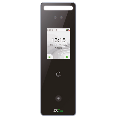Control de acceso y asistencia - Reconocimiento facial, tarjeta EM, QR y PIN - 3.000 códigos QR | 200.000 registros - Pantalla táctil TFT de 2,4" | TCP/IP y WiFi - Apto para exterior IP65 - Compatible con software ZKTeco