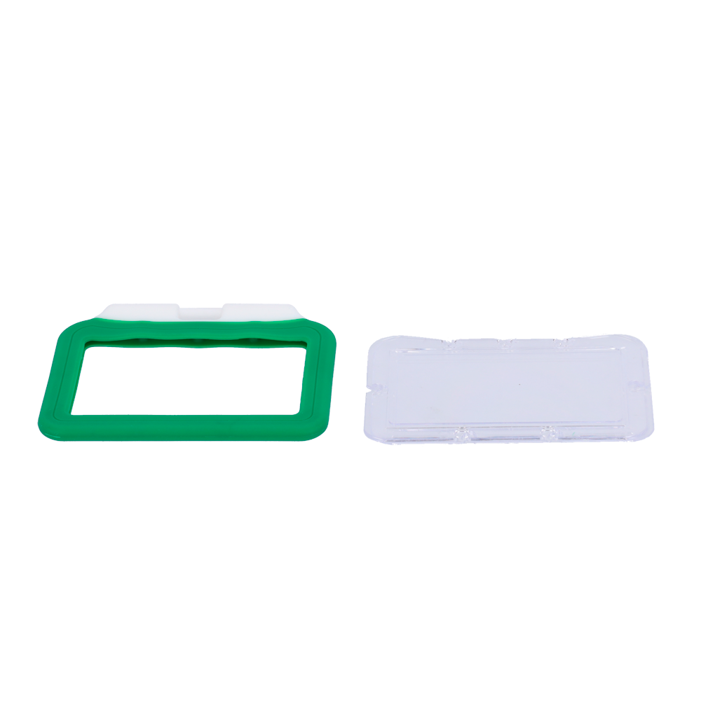 Porta-tarjetas - Disposición horizontal - Láminas de plástico protectoras - Fabricado en silicona - Color verde