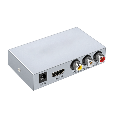 Conversor HDMI a AV - 1 entrada HDMI - 1 salida AV - Resolución de salida PAL/NTSC - Resolución de entrada de vídeo 1080p - Salida de audio estéreo