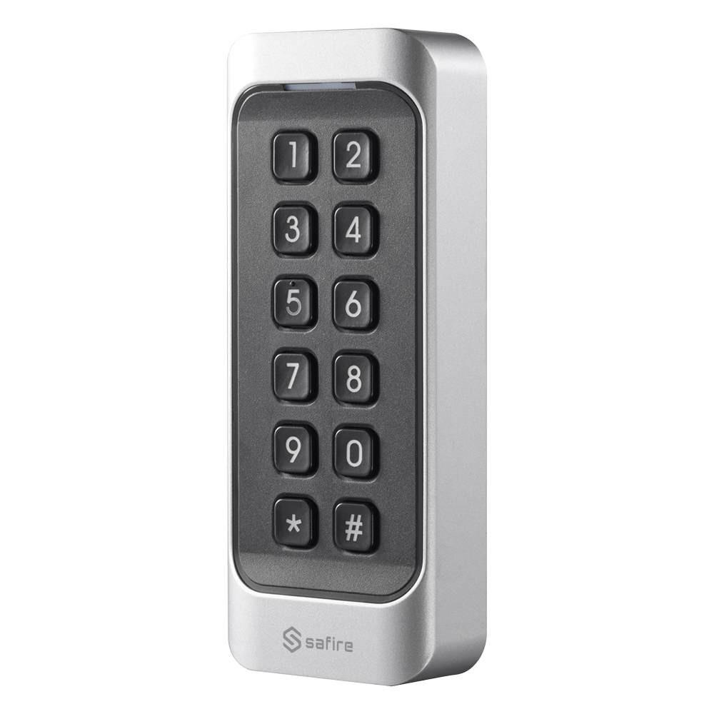 Lector de control de accesos de superficie Safire - Acceso mediante tarjeta MF y PIN - Indicador LED y acústico - Wiegand 26/34 | RS485 - Compatible con Safire - Apto para exterior IP65